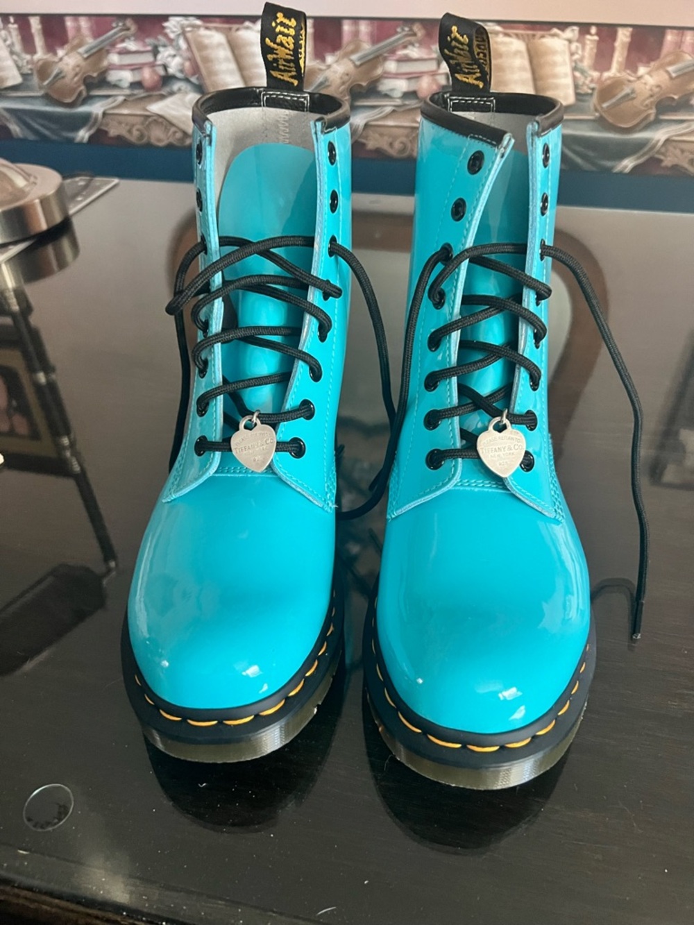 Dr. Martens Limited Release Tiffany Lace-Up Boots with Heart Charms size 10 - Picture 15 of 16